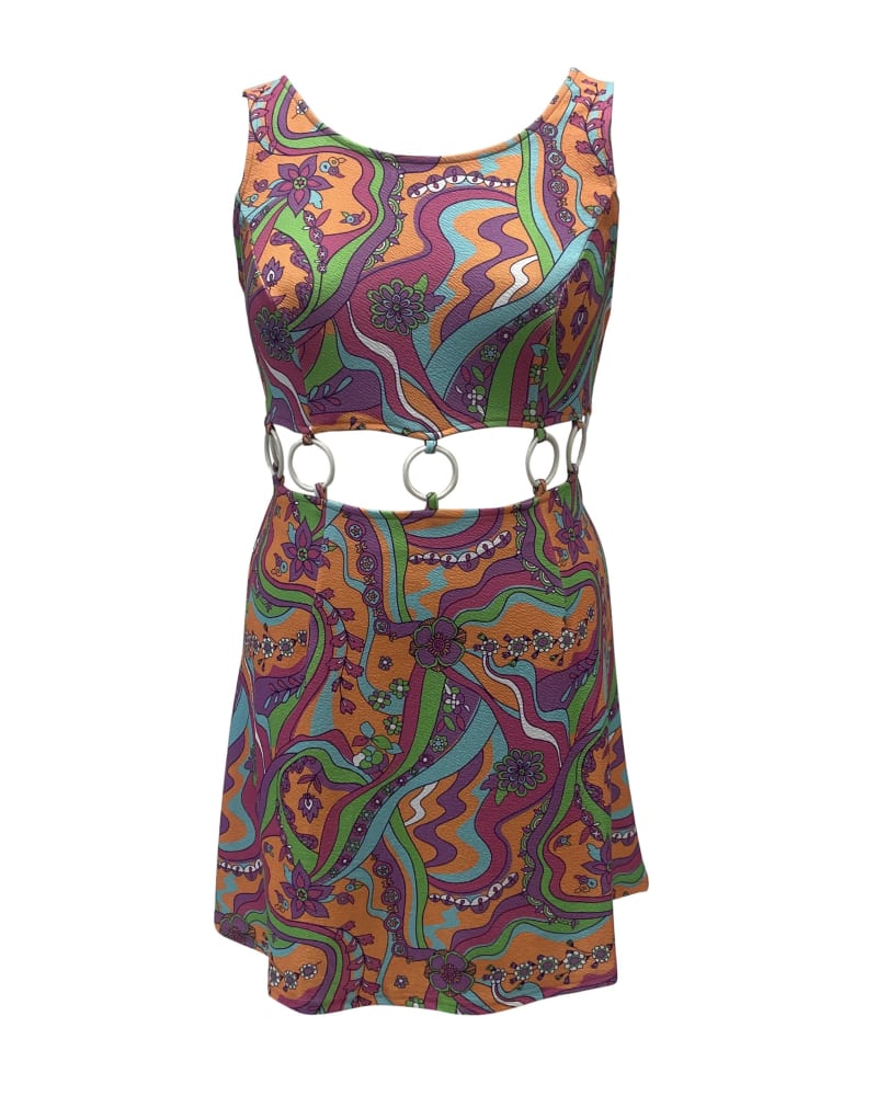 Front of a size 3X Smak Parlour Orange Wavy Daisy Gettin Groovy A-Line Dress in Orange Floral by Smak Parlour. | dia_product_style_image_id:298633
